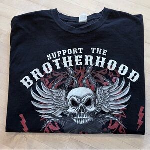 Russell Athletic Black 'Support the Brotherhood' Tee